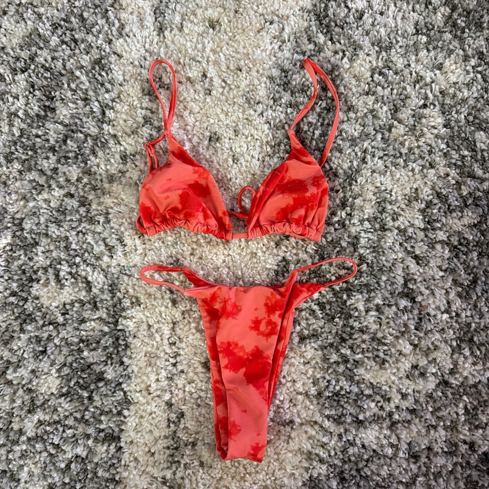 Princess Polly Red Tie-Dye Bikini